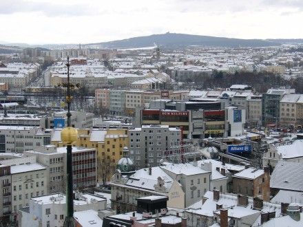 Bílá Plzeň z věže katedrály sv. Bartoloměje