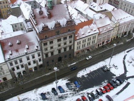 Bílá Plzeň z věže katedrály sv. Bartoloměje