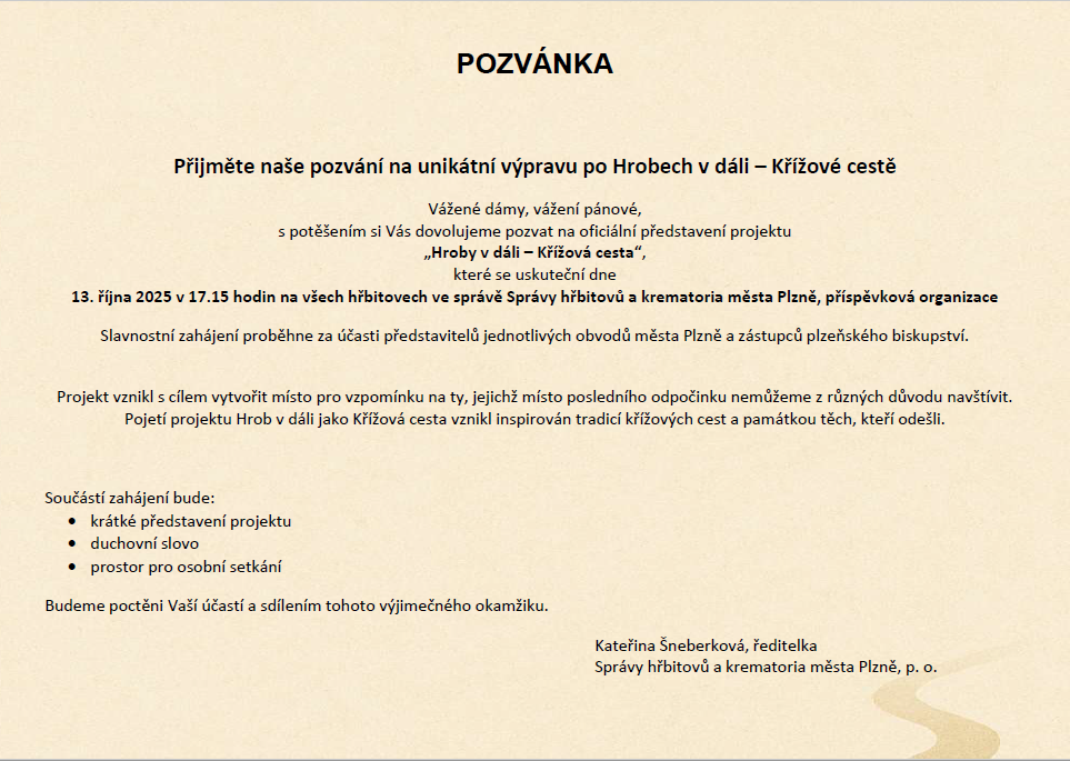 Pozvánka Hrob v dáli venkovské hřbitovy