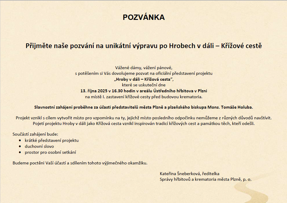 Pozvánka Hrob v dáli ÚH
