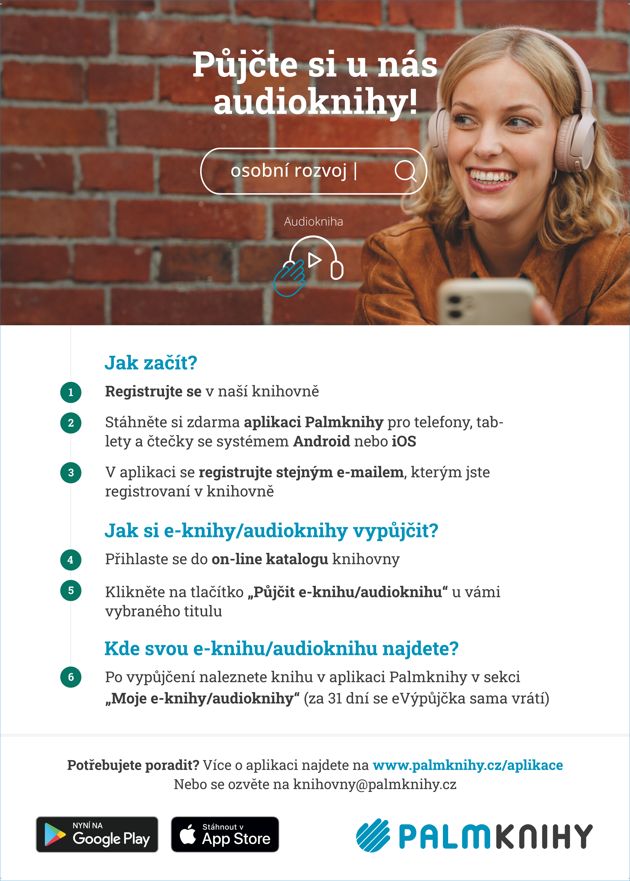 Půjčování e-audioknih - leták