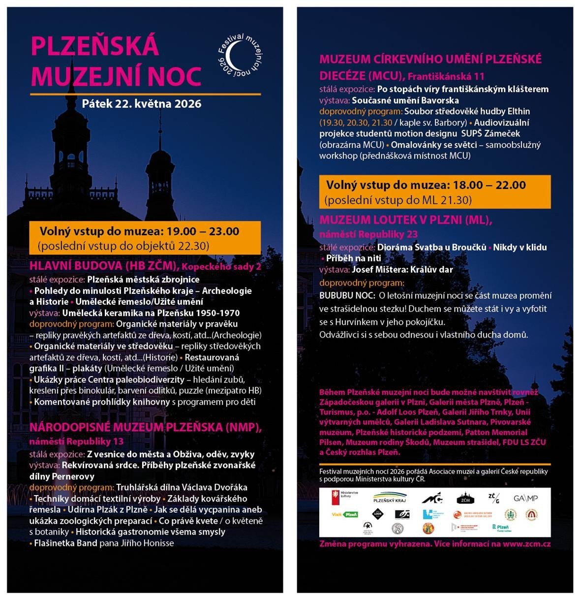 Plzeňská muzejní noc 2026 otevře muzea i expozice zdarma