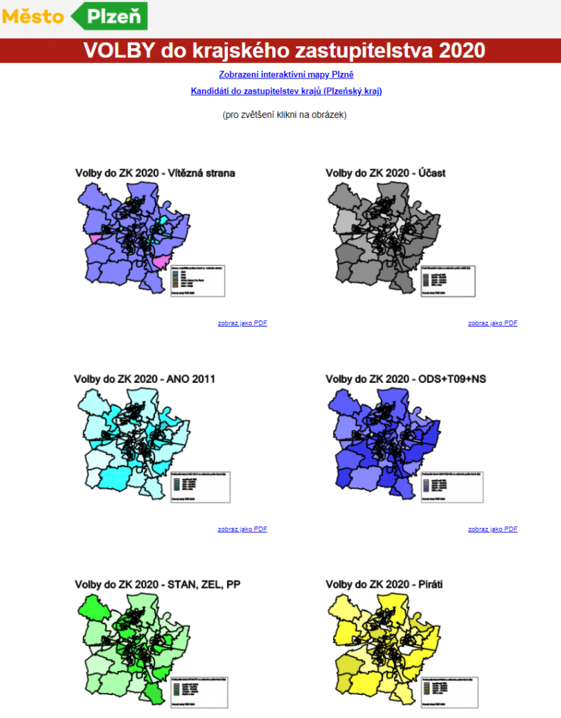 Přehled výsledků voleb ve formě kartogramů