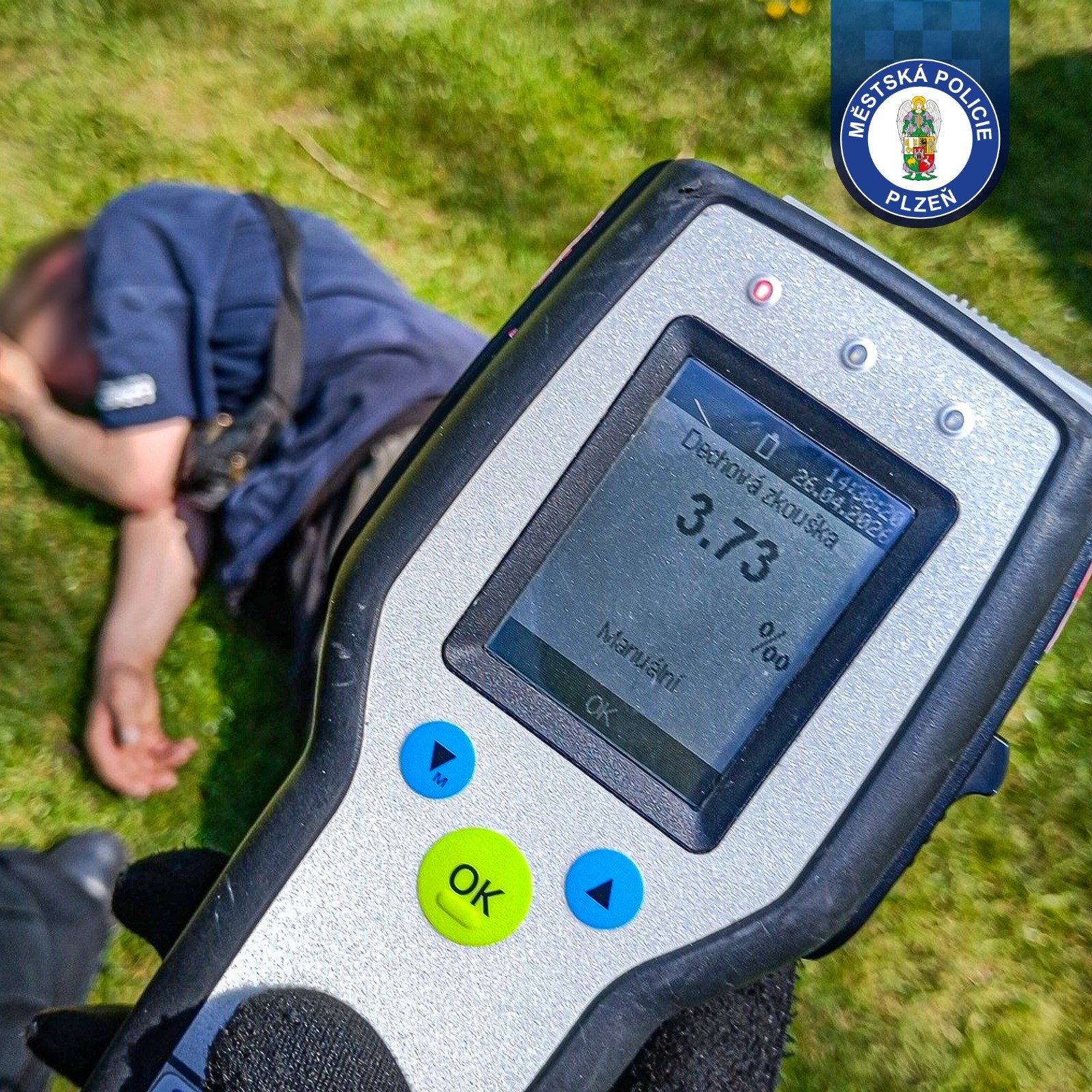 Opilý na trávníku a s bolestí hlavy