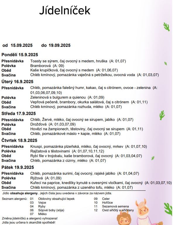 15.9. jídelníček