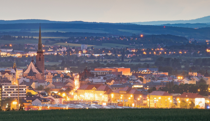 Plzeň z vyhlídky na Švabinách