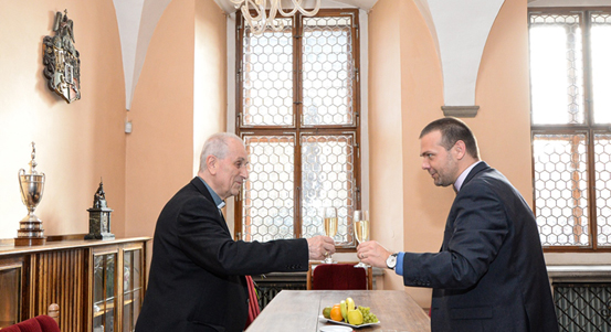 Primátor poblahopřál k životnímu jubileu Františku Radkovskému