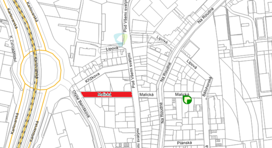 Část Malické ulice bude dva týdny uzavřena