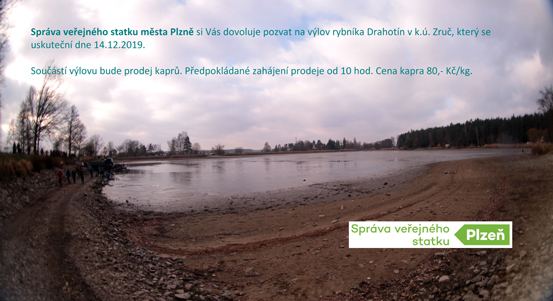 Rybáři vyloví Drahotínský rybník 14. prosince