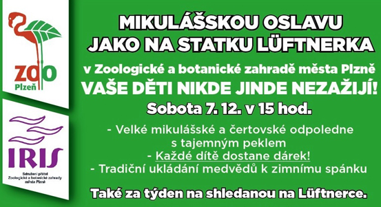 V sobotu 7. prosince přijdou do plzeňské zoo Mikuláš s čerty