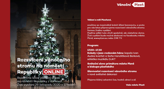 Plzeňským vánočním stromem bude jedle, slavnostní rozsvícení bude možné sledovat jen online