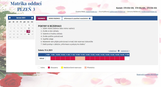 Snoubenci si mohou termín svatby vybrat on-line