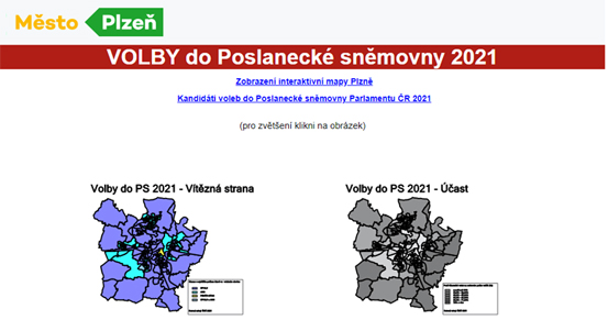 Výsledky voleb na území Plzně přehledně přináší mapový portál města
