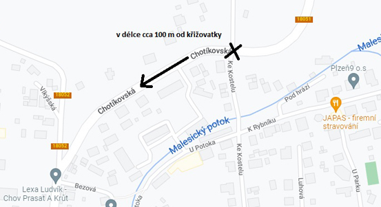 Z důvodu úpravy směrového oblouku v Chotíkovské ulici v Malesicích bude omezena měsíc doprava