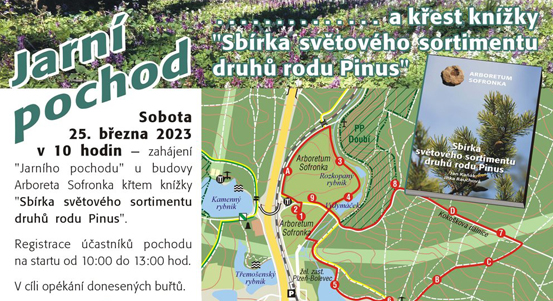 Plzeň zve na Jarní pochod a křest knížky o borovicích do Arboreta Sofronka