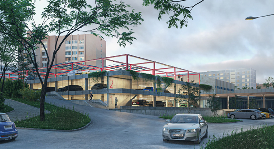 U obchodního domu Atom postaví město Plzeň vícepodlažní parkoviště, přibude tak přes 70 parkovacích stání