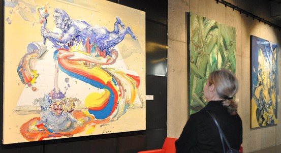 Tři patra Nové scény patří obrazům Michaela Rittsteina