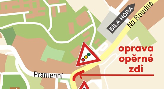 Plzeň vybuduje opěrnou zeď v ulici Na Roudné. Průjezd zůstane zachován v jednom jízdním pruhu