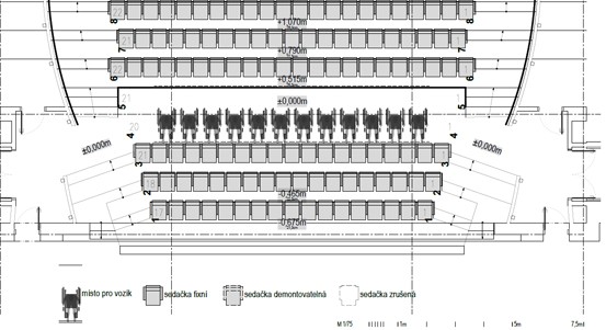 Ve spodní části hlediště Nového divadla v Plzni vznikne 12 míst pro vozíčkáře