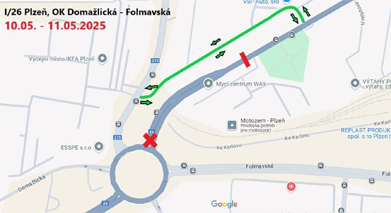 Stavební práce uzavřou o víkendu část Domažlické ulice