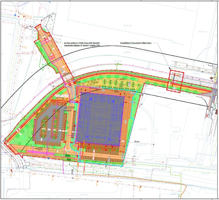 Situační výkres (zdroj: Odbor správy infrastruktury Magistrátu města Plzně) 260130_Hala_Talent_Situacni_vykres_detail
