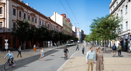 Americká ulice v centru Plzně se promění. Přibude zeleň i prostor pro chodce