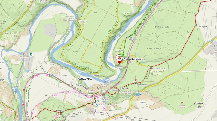 Zákres vyhlídky do mapy 260708_Vyhlidka_Kozi_bouda_Mapa