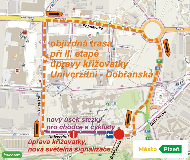 Mapa objízdné trasy při II. etapě 260803_U_Dobraka_Objizdna_trasa_2_etapa