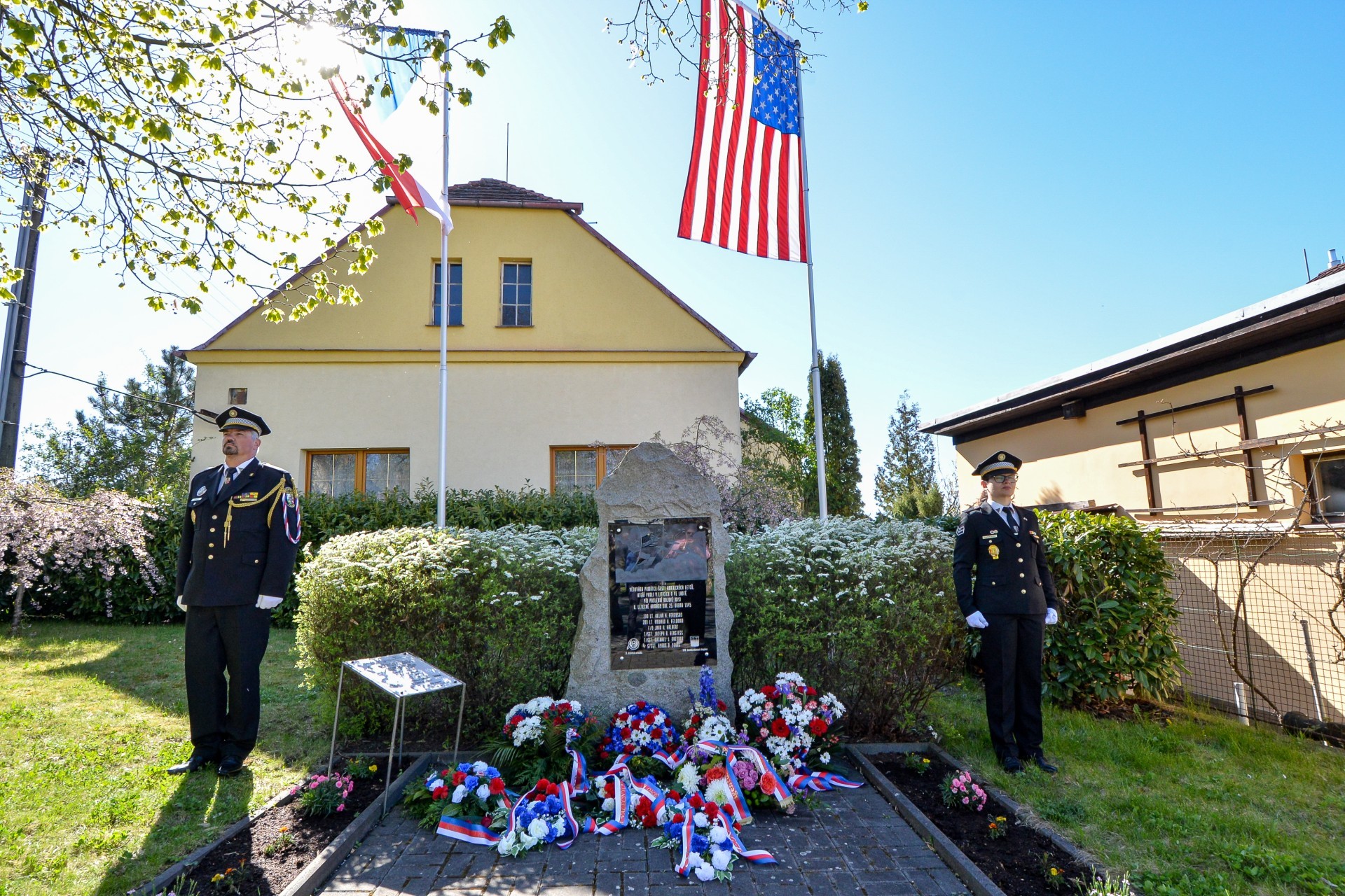 A memorial service was held in Litice to honor the American airmen who died during their final mission over Europe