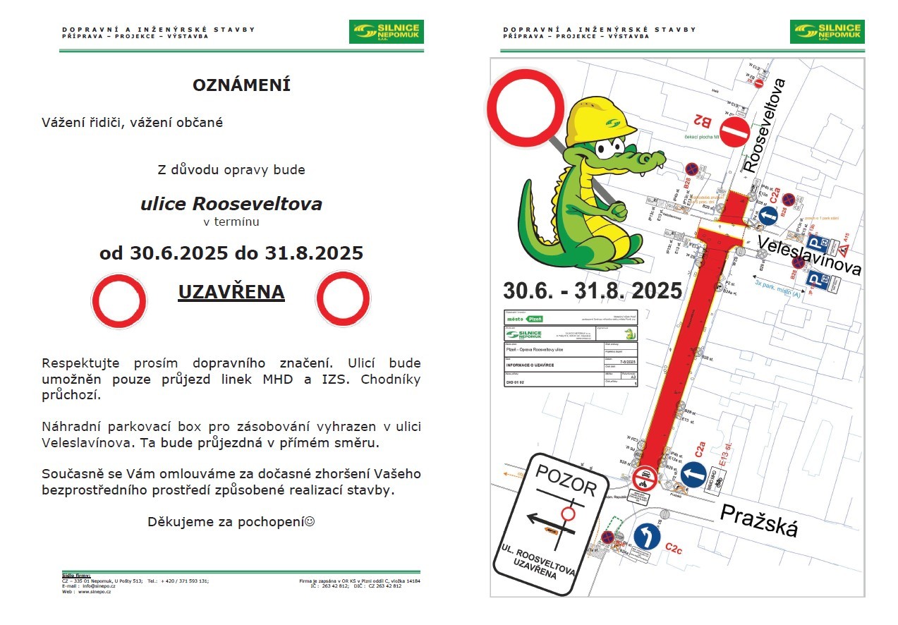 INFO - provoz stavby - oznámení - Plzeň Rooseveltova ul_JPGscreen