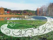 Vjemový chodník pro chůzi naboso u rybníka Nováček. Zdroj: ÚMO Plzeň 1