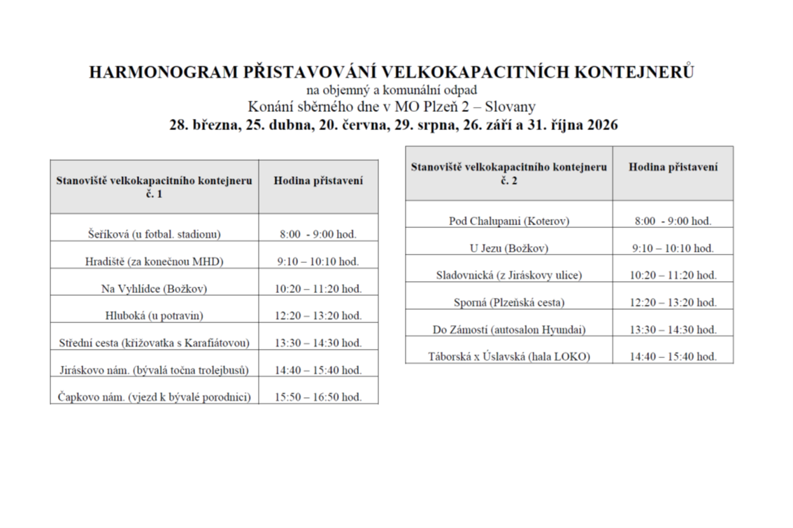 Harmonogram 2026 Harmonogram 2026