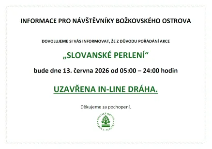 Uzavření In-line dráhy na Božkovském ostrově dne 13.6.2026
