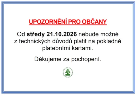 Od středy 21.10.2026 nebude na ÚMO Plzeň 2 - Slovany možné platit kartou