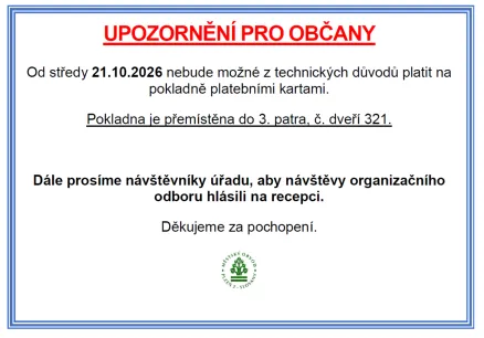 Od středy 21.10.2026 nebude na ÚMO Plzeň 2 - Slovany možné platit kartou