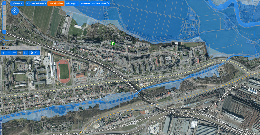 zátopové území Skvrňany