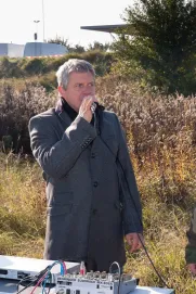 Starosta Jiří Strobach vítá "piloty"