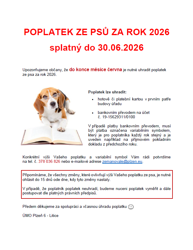 Poplatek ze psů 2026