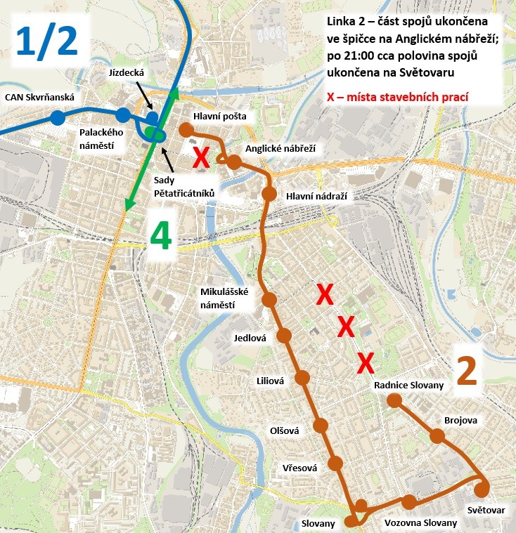 mapa 1-2, 2, 4 - Koterovská a Zbrojnická