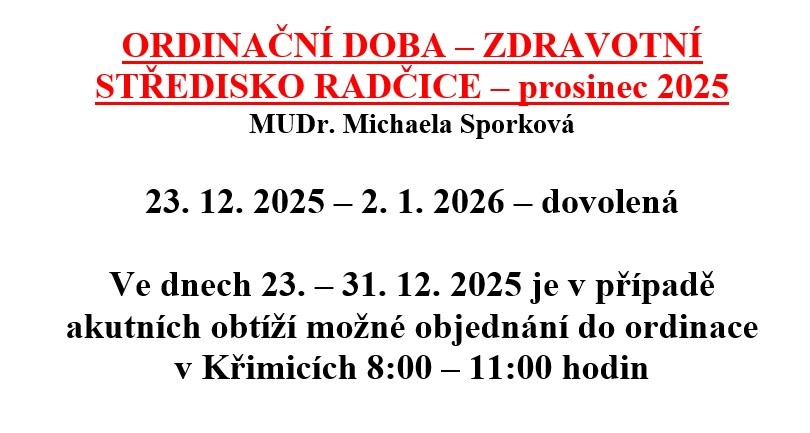 Zdravotní středisko - prosinec