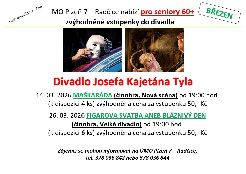 Vstupenky divadlo - březen 2026