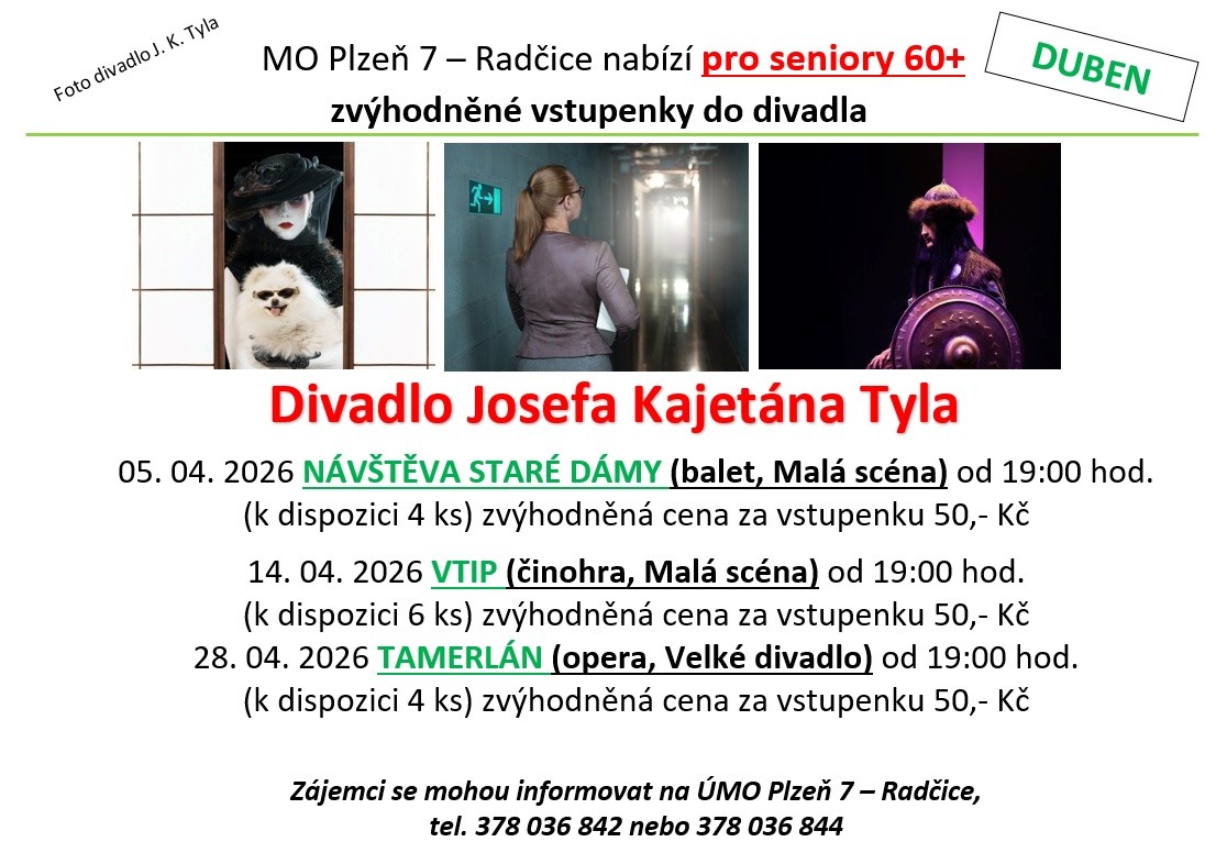 Vstupenky divadlo - duben