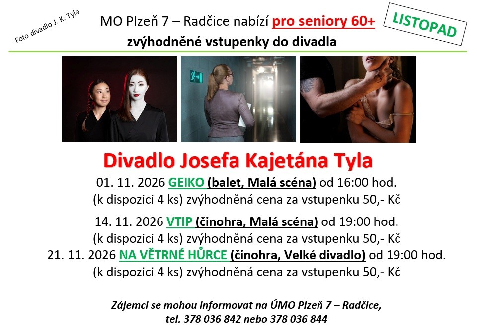 Vstupenky divadlo - listopad 2026