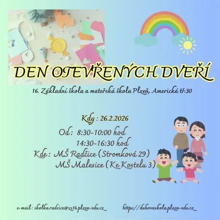 Pozvánka - Den otevřených dveří v Mateřské školce Radčice