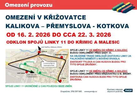 Oznámení - změny na lince trolejbusu č. 11 od 16. 2. 2026
