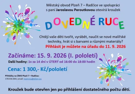Kroužek DOVEDNÉ RUCE na I. pololetí 2026/2027 - přihlašování zájemců