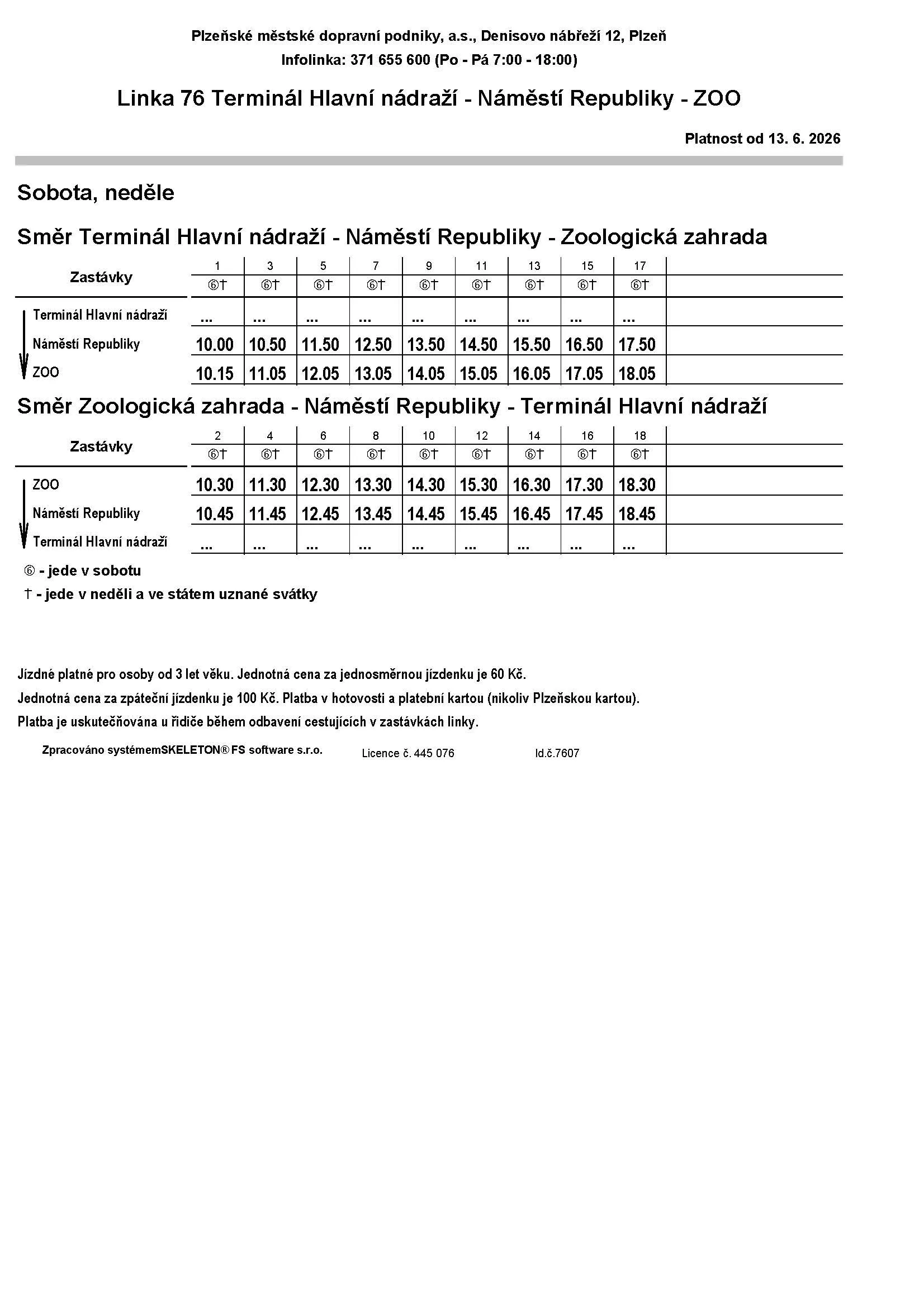 2026 7607 S SN cena 60-100 červen