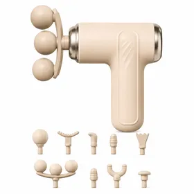 9-in-1 Fascial Massage Gun with Interchangeable Massage Heads - Beige
