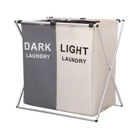 2 Compartments Large Laundry Basket