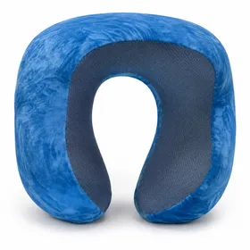U-Shaped Travel Neck Pillow with Adjustable Drawstring - Blue